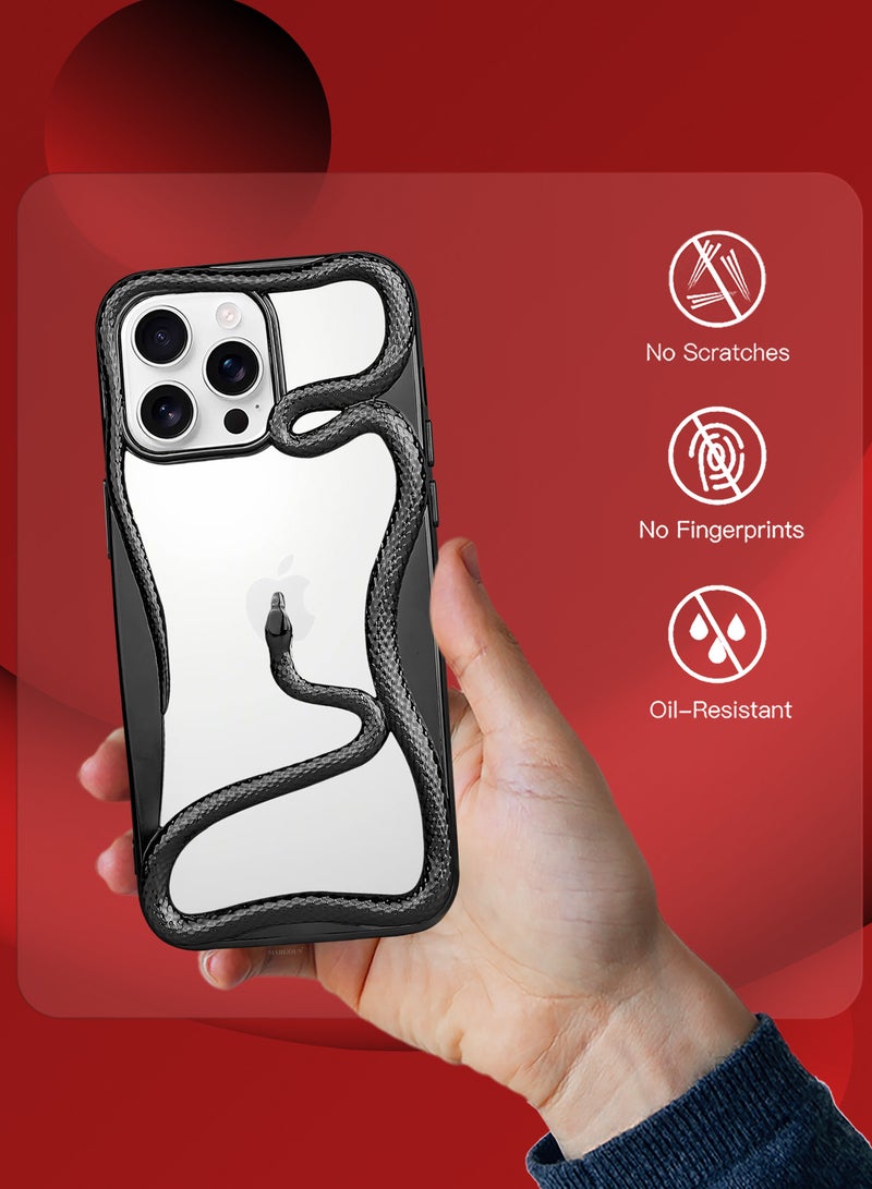 MARGOUN iPhone 16 Pro Max 2Packs Snake Case Cover Soft TPU and Glossy with 3D Shockproof Screen Protector Black-2s  - Image 5