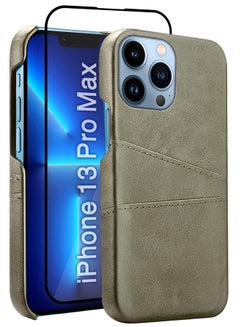 MARGOUN iPhone 13 Pro Max 2Packs Case Cover Leather with Card Holder for Men Women Phone Case with 3D Screen Protector Grey-2  - Image 4