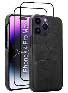 MARGOUN iPhone 14 Pro Max 3Packs Case Cover Leather with Card Holder for Men Women Phone Case with 3D Screen Protector Black-3  - Image 3