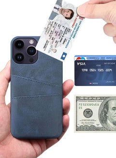 MARGOUN iPhone 14 Pro Max Case Cover Leather with Card Holder for Men Women Phone Case Blue-1  - Image 3