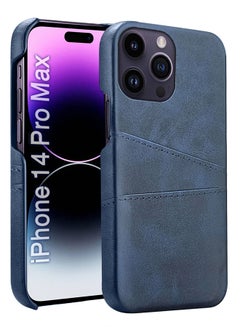 MARGOUN iPhone 14 Pro Max Case Cover Leather with Card Holder for Men Women Phone Case Blue-1  - Image 1