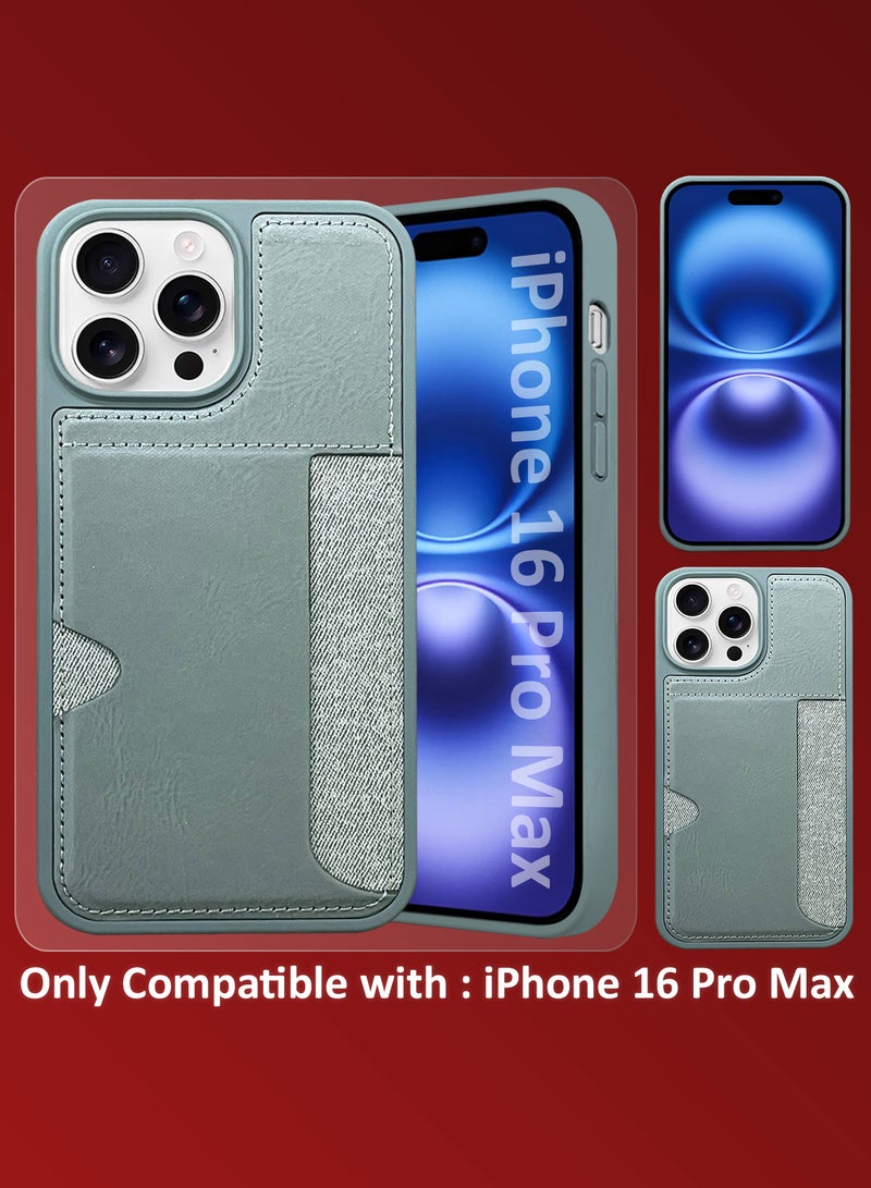 MARGOUN iPhone 16 Pro Max Case Leather Antifingerprint Cover with Wallet Card Slot Shell, Side Insert Card Holder, Anti Fall Protection - Grey-1  - Image 5