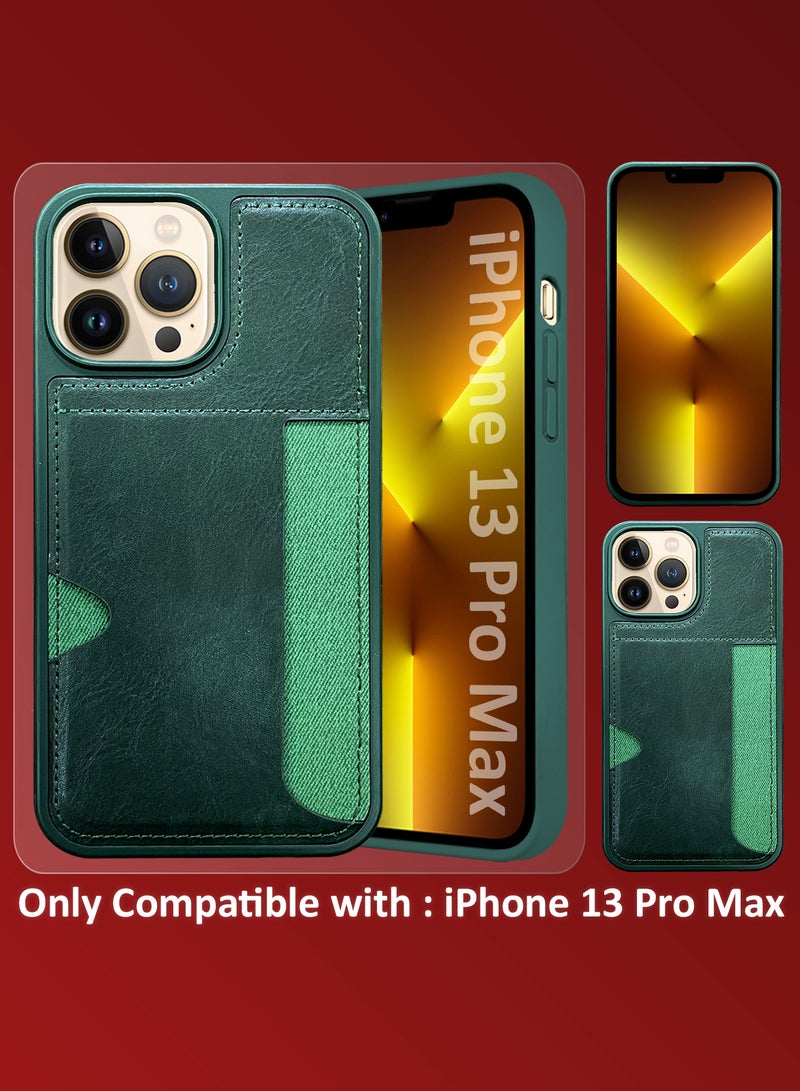 MARGOUN iPhone 13 Pro Max 2Packs Case Leather Antifingerprint Cover with Wallet Card Slot Shell, Side Insert Card Holder, Anti Fall Protection Green-2  - Image 5
