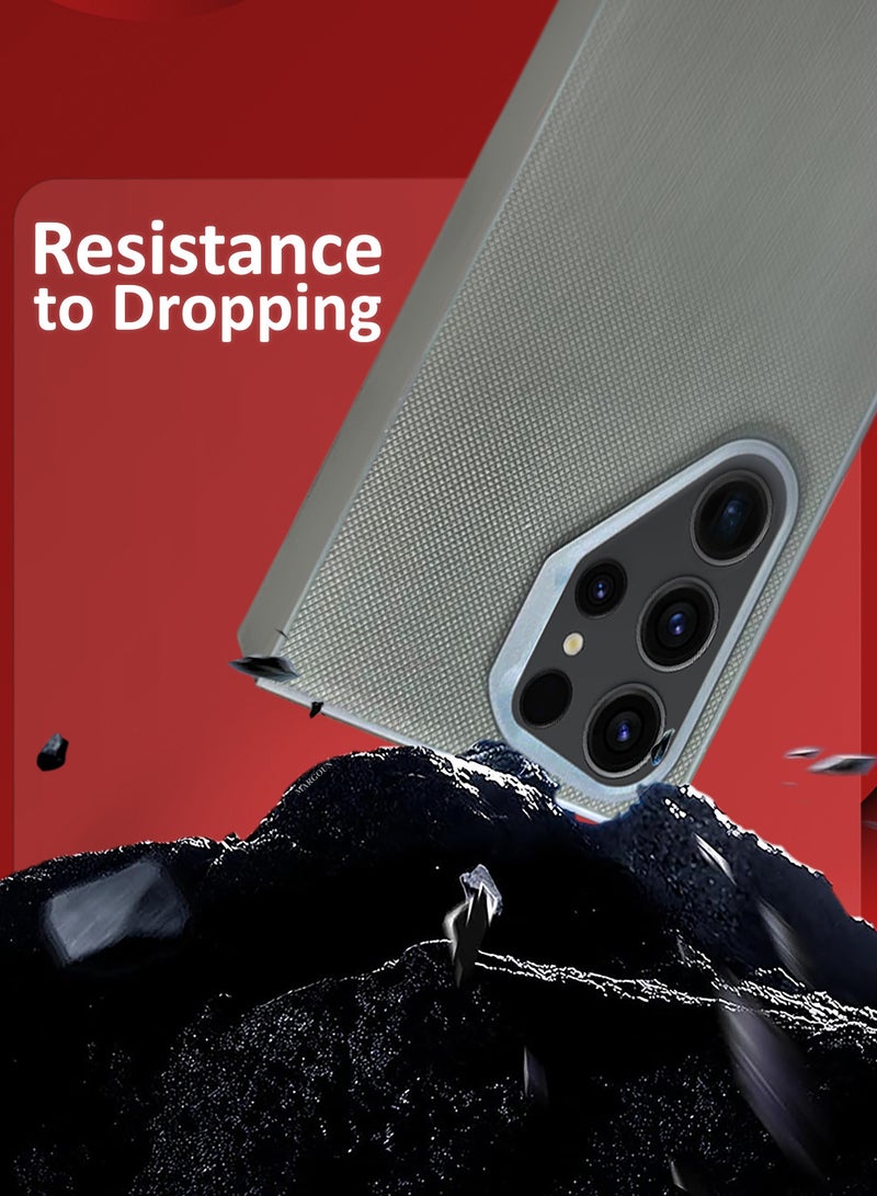 MARGOUN Samsung Galaxy S23 Ultra 3 Pack Vegan Leather Case, 1 Cover with 2 Screen Protectors, Slim Fit, Raised Edges for Camera and Screen Protection Grey-3 - Image 3