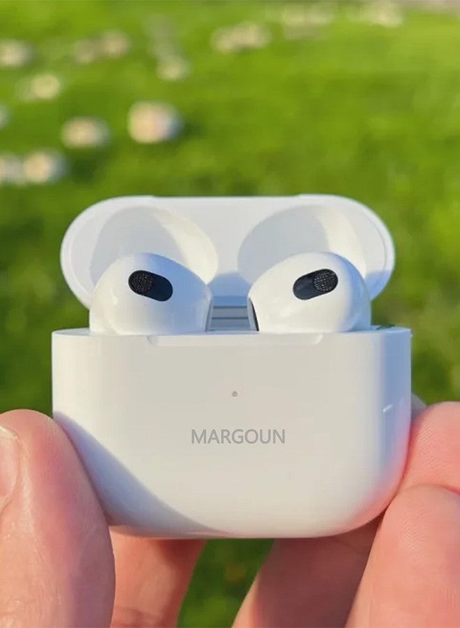 MARGOUN Wireless Earbuds 3rd Generation for Galaxy S25 Plus, Bluetooth Headphones With Charging Case, In-Ear Headphones Hi-Fi Stereo Sound Noise Reduction - White White - Image 5