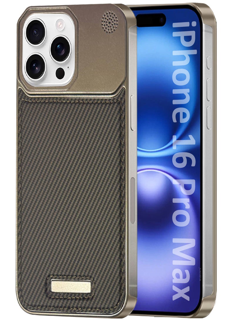 MARGOUN iPhone 16 Pro Max Case Leather Metal Design, Slim Lightweight Minimalist Cover Carbonic Grey-1  - Image 1