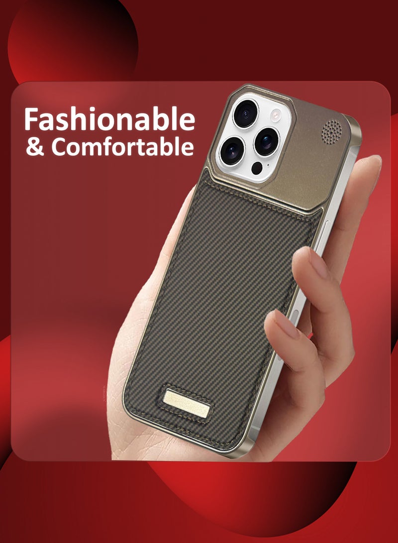 MARGOUN iPhone 16 Pro Max Case Leather Metal Design, Slim Lightweight Minimalist Cover Carbonic Grey-1  - Image 3