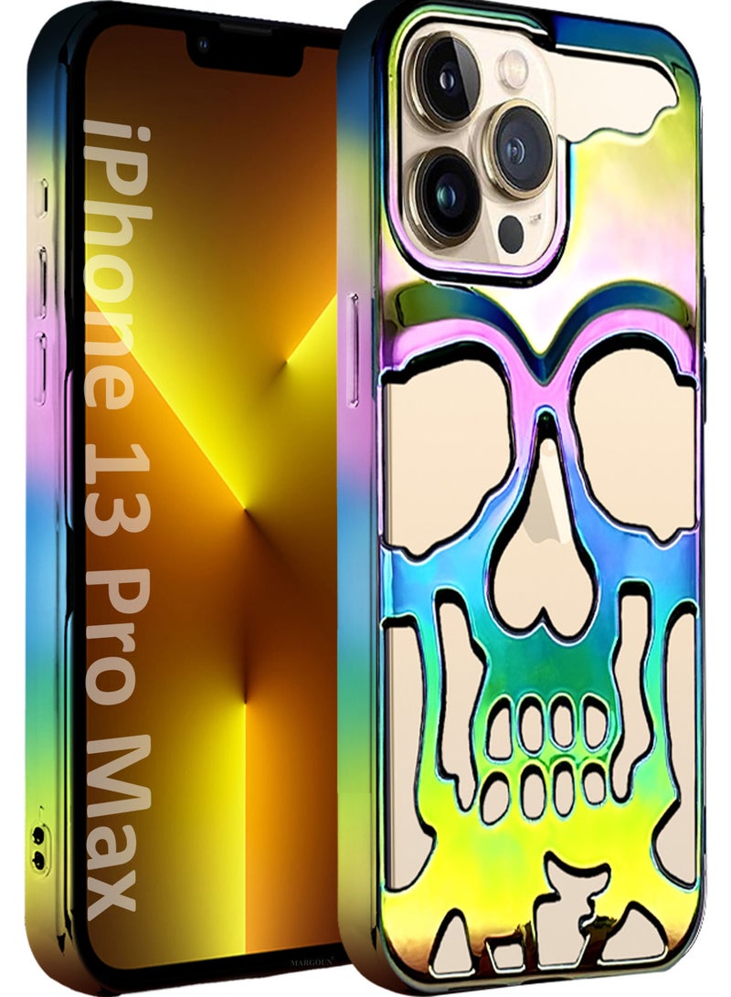 مارجون غطاء آيفون 13 برو ماكس ناعم من TPU لامع بتصميم جمجمة - Image 1