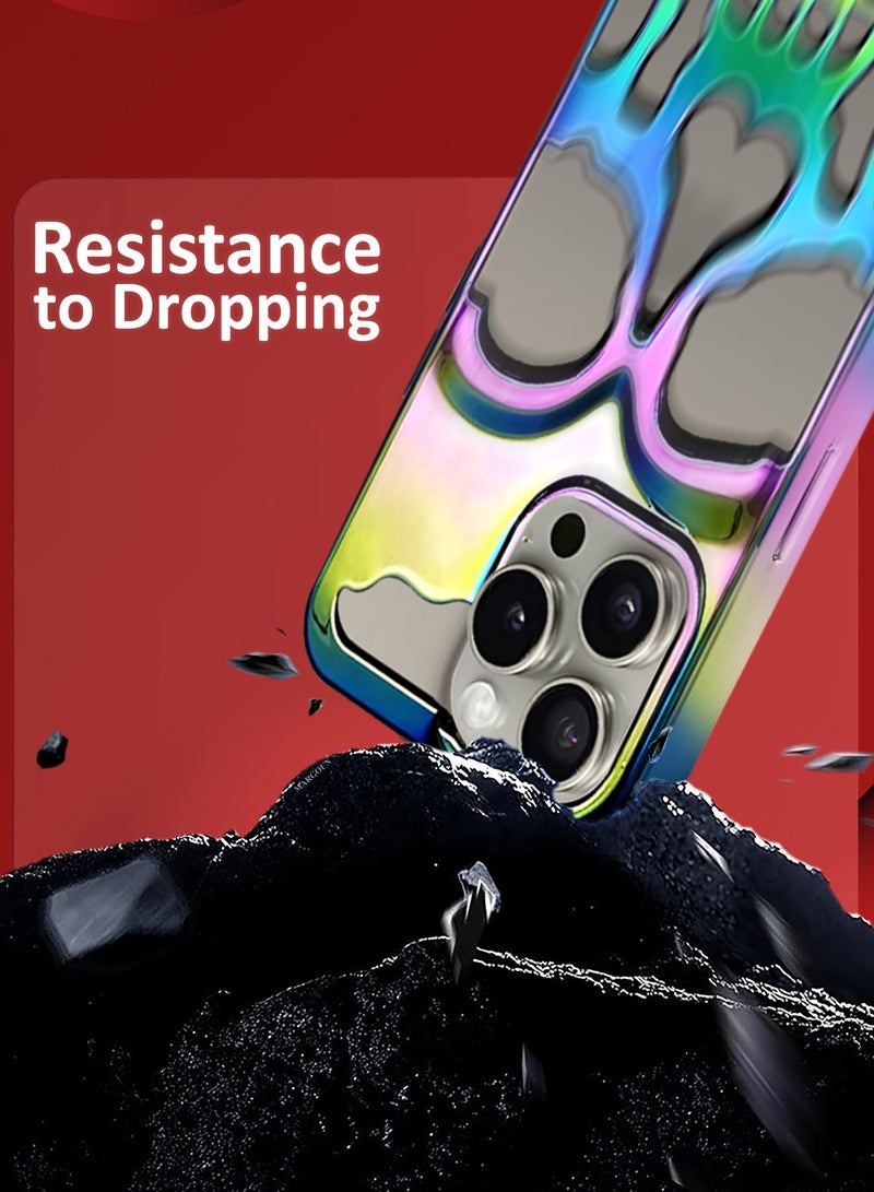 MARGOUN iPhone 15 Pro Max 3Packs Skull Case Cover Soft TPU and Glossy with Two 3D Shockproof Screen Protector - Rainbow Rainbow-3s - Image 3