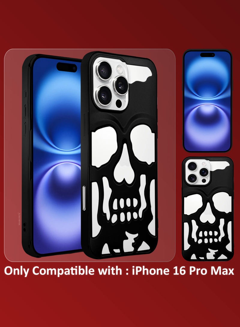 MARGOUN iPhone 16 Pro Max 2Packs Skull Case Cover Soft TPU and Glossy with 3D Shockproof Screen Protector Black-2s - Image 5