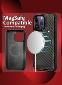MARGOUN iPhone 14 Pro Max Case Cover Leather with Card Holder and Kickstand for Men Women Phone Case with Carbon Fiber Pattern Black-1  - Image 5