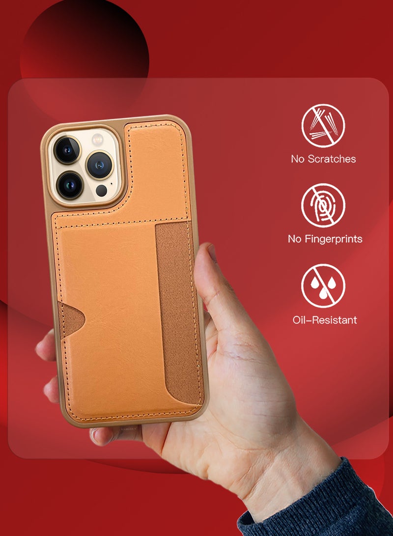 MARGOUN iPhone 13 Pro Max 2Packs Case Leather Antifingerprint Cover with Wallet Card Slot Shell, Side Insert Card Holder, Anti Fall Protection Brown-2  - Image 3