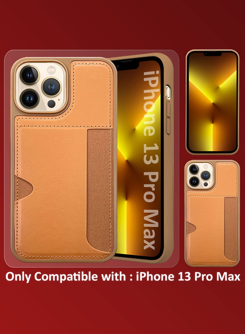 MARGOUN iPhone 13 Pro Max 2Packs Case Leather Antifingerprint Cover with Wallet Card Slot Shell, Side Insert Card Holder, Anti Fall Protection Brown-2  - Image 5