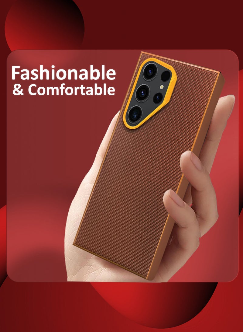 MARGOUN Samsung Galaxy S23 Ultra 2 Pack Vegan Leather Case, 1 Cover with 1 Screen Protector, Slim Fit, Raised Edges for Camera and Screen Protection Brown-2 - Image 4