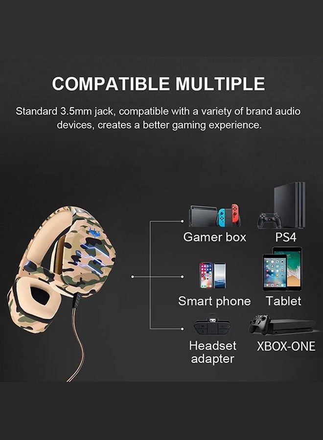 MARGOUN Stereo Gaming Headset GP60M Wired Built-in Microphone and Noise Isolation 3.5mm Jack for Mobile, PS4, and Multi-Platform Gaming - Camouflage - Image 3