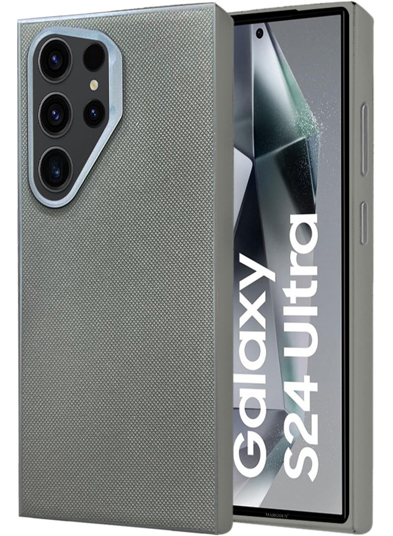 مارجون غطاء هاتف سامسونج جالاكسي S24 ألترا من الجلد النباتي، تصميم نحيف، حواف مرتفعة لحماية الكاميرا والشاشة - Image 1
