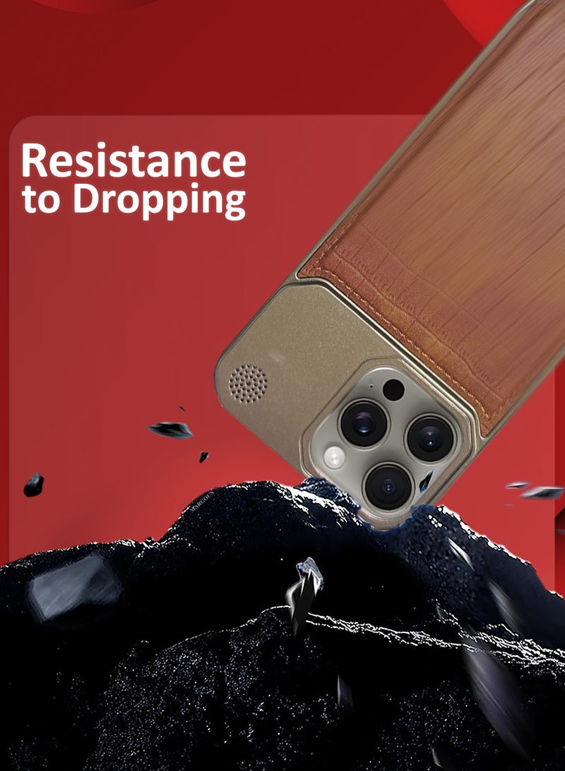 مارجون حافظة آيفون 15 برو ماكس بتصميم جلد معدني، غلاف نحيف وخفيف، تصميم بسيط - Image 5