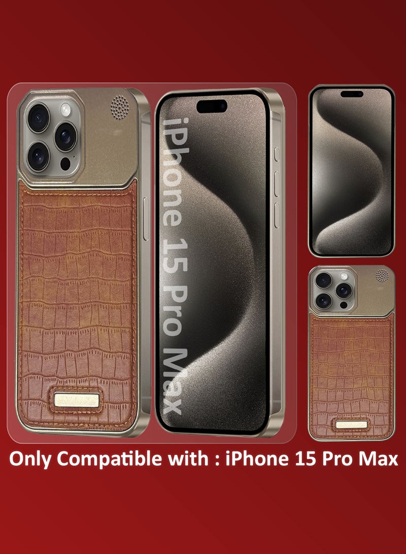 مارجون حافظة آيفون 15 برو ماكس بتصميم جلد معدني، غلاف نحيف وخفيف، تصميم بسيط - Image 2
