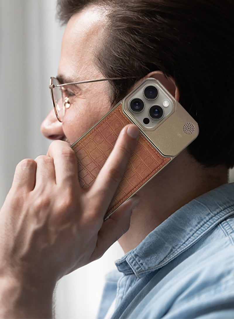 مارجون حافظة آيفون 15 برو ماكس بتصميم جلد معدني، غلاف نحيف وخفيف، تصميم بسيط - Image 4