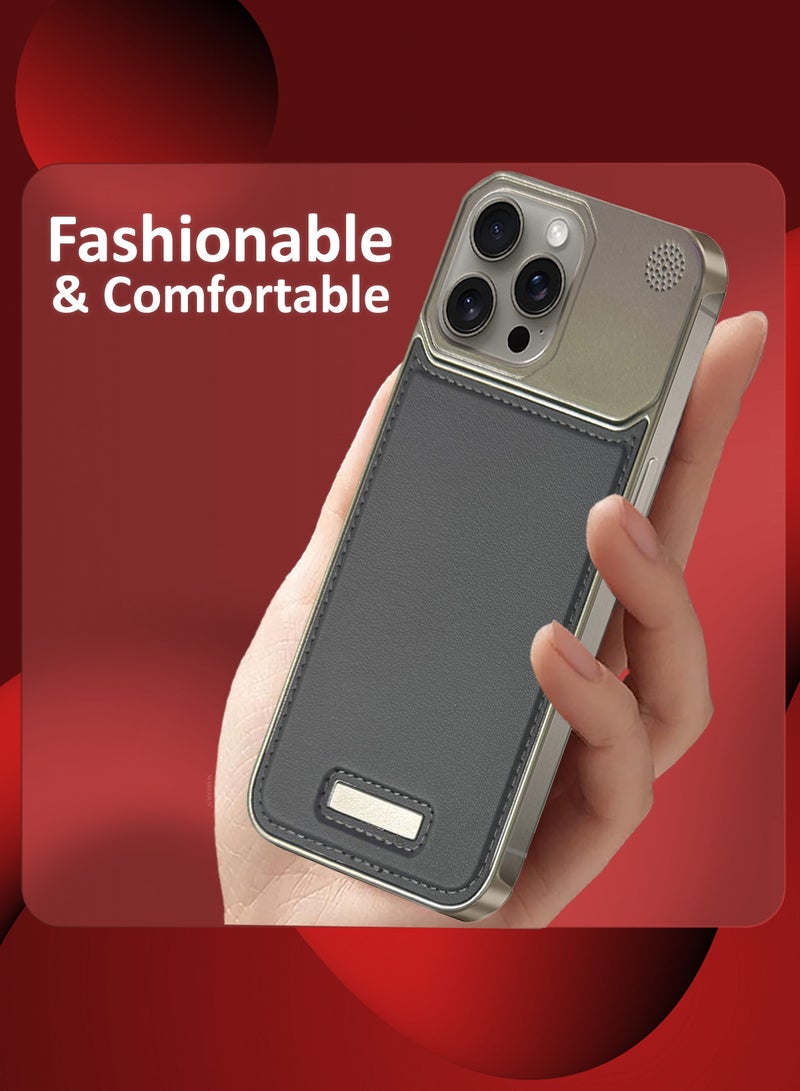 MARGOUN iPhone 15 Pro Max 3 Pack Case Leather Metal Design, Slim Lightweight Minimalist Cover,1 Case 2 Screen Protectors Dark Grey-3  - Image 3