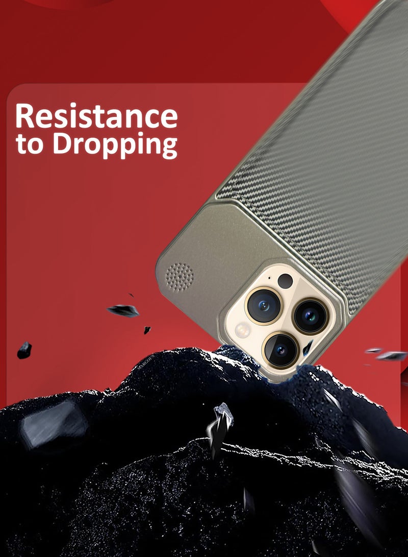 MARGOUN iPhone 13 Pro Max Case Leather Metal Design, Slim Lightweight Minimalist Cover Carbon Grey-1 - Image 5