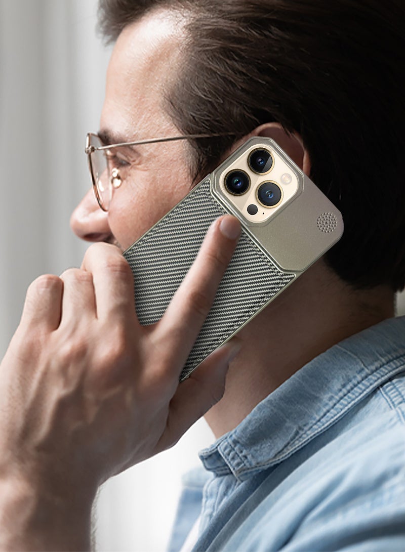 MARGOUN iPhone 13 Pro Max Case Leather Metal Design, Slim Lightweight Minimalist Cover Carbon Grey-1 - Image 4