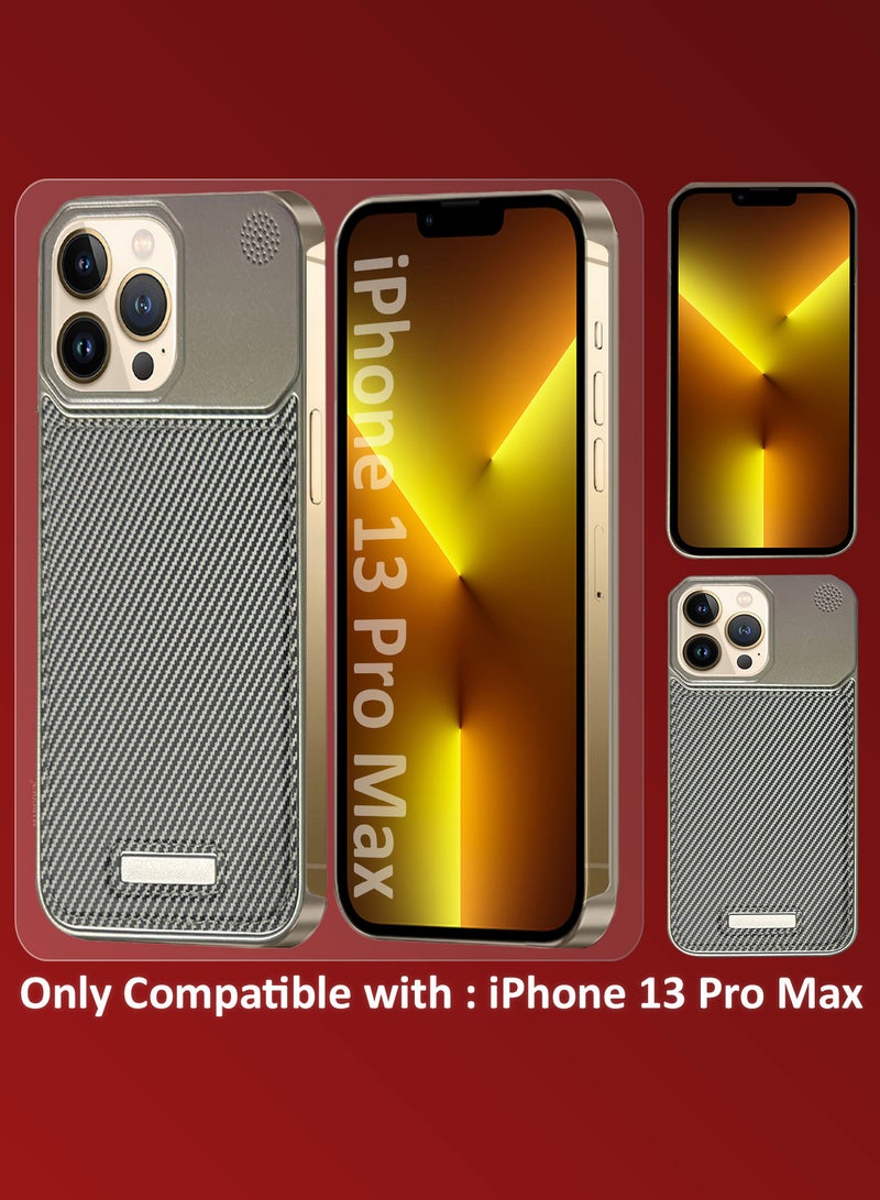 MARGOUN iPhone 13 Pro Max Case Leather Metal Design, Slim Lightweight Minimalist Cover Carbon Grey-1 - Image 2