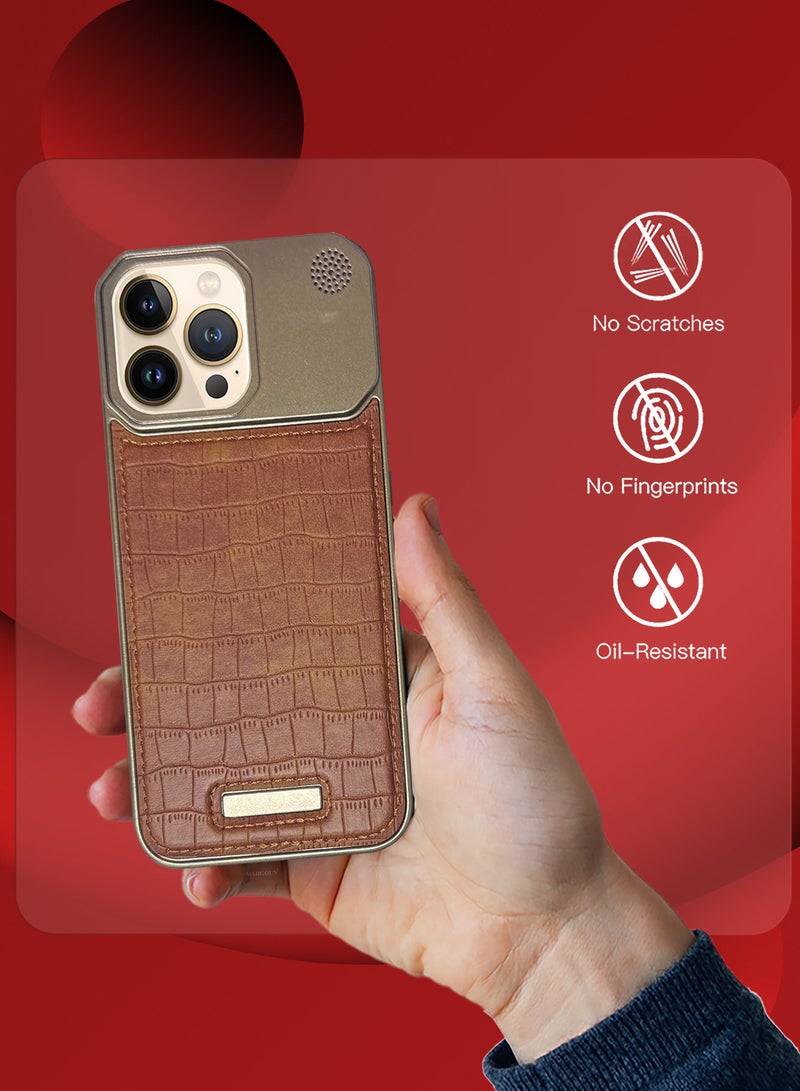 MARGOUN iPhone 13 Pro Max 2 Pack Case Leather Metal Design, Slim Lightweight Minimalist Cover,1 Case 1 Screen Protector Brown-2  - Image 5