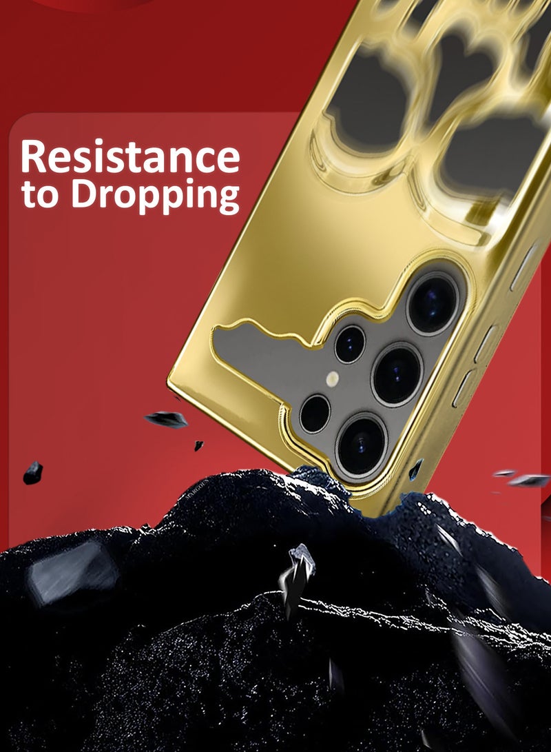 مارجون Galaxy S24 Ultra Case Cover Soft TPU and Glossy with Skull Design Gold-1ss - Image 3