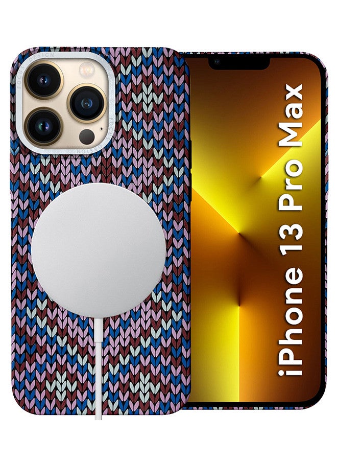 MARGOUN iPhone 13 Pro Max MagEZ Case Cover Fusion Weaving Pattern Kevlar Fiber Bulletproof Vest Cover Protective Ultra Slim Magnetic, Screen and Camera Guard - Purple-1k - Image 3