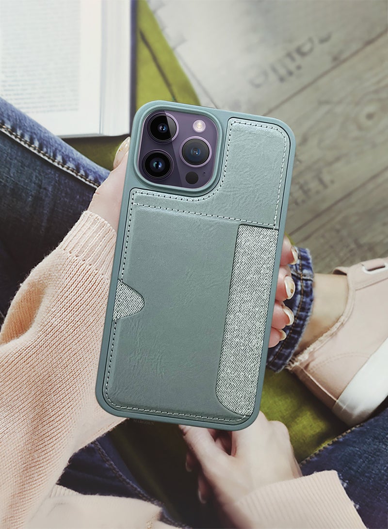 MARGOUN iPhone 14 Pro Max 3Packs Case Leather Antifingerprint Cover with Wallet Card Slot Shell, Side Insert Card Holder, Anti Fall Protection Grey-3  - Image 4