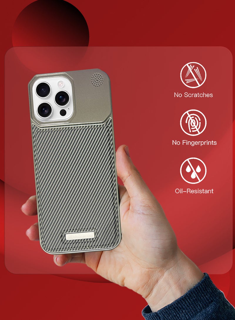 MARGOUN iPhone 16 Pro Max 3 Pack Case Leather Metal Design, Slim Lightweight Minimalist Cover,1 Case 2 Screen Protectors Carbon Grey-3  - Image 5