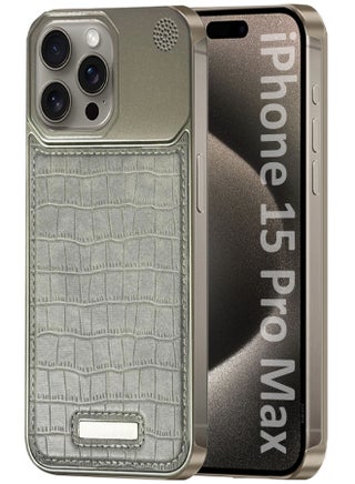 iPhone 15 Pro Max Case Leather Metal Design, Slim Lightweight Minimalist Cover Greyish-1 - pnsku/N70155751V/45/_/1740236685/a7e6f0bc-0375-4f6a-9674-6581a868295a