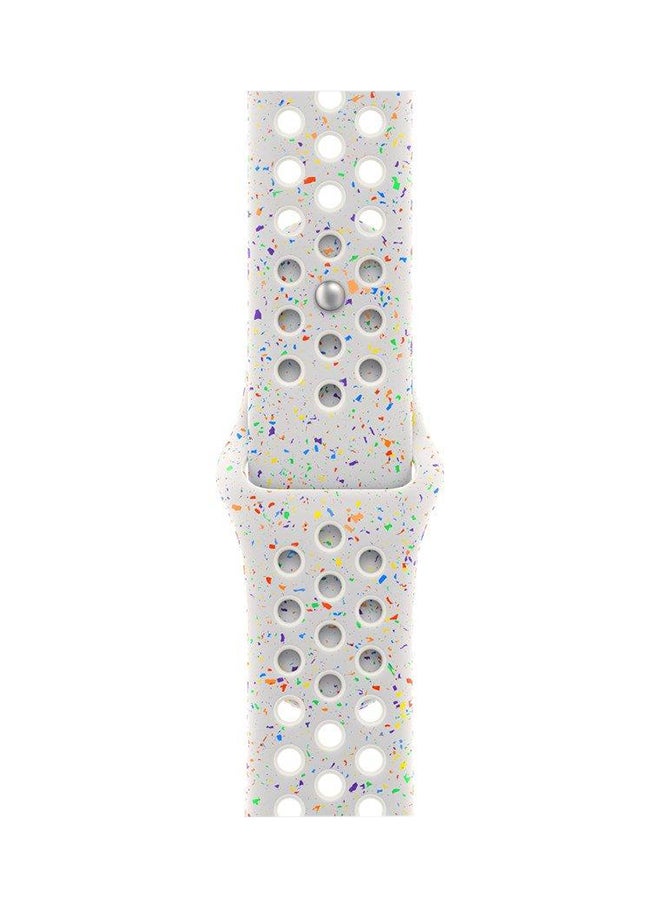 Apple - 42MM Pure Platinum Nike Sport Band ML Lake Green - Image 1