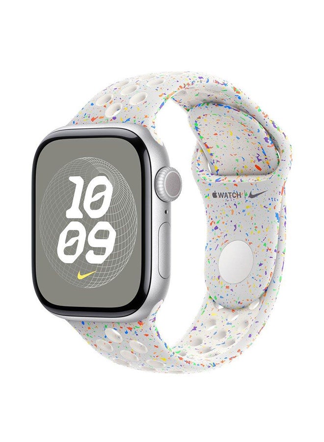 Apple - 42MM Pure Platinum Nike Sport Band ML Lake Green - Image 1