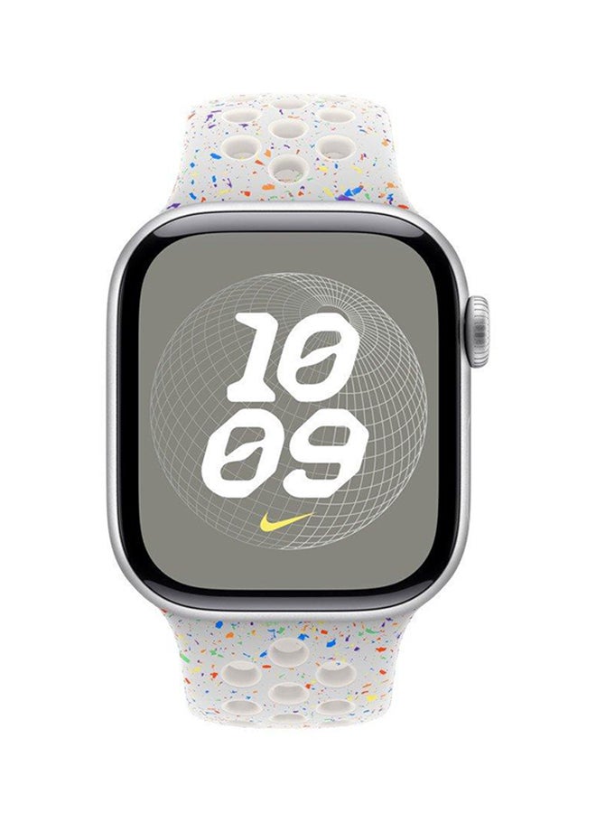 Apple - 42MM Pure Platinum Nike Sport Band ML Lake Green - Image 1