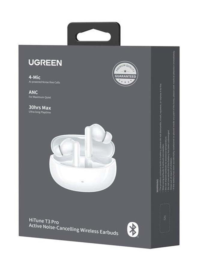 Ugreen HiTune T3 Pro Active Noise Cancelling Wireless Earbuds White White  - Image 2