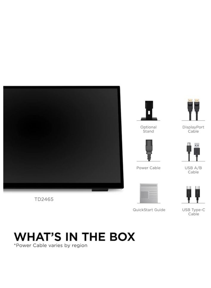 ViewSonic - 24" inch Touch Screen (Full HD, HDMI, USB, 10-Point Multi-Touch, Integrated Stand, Speaker, 4 Year Exchange Service) TD2465 | Black - Image 1