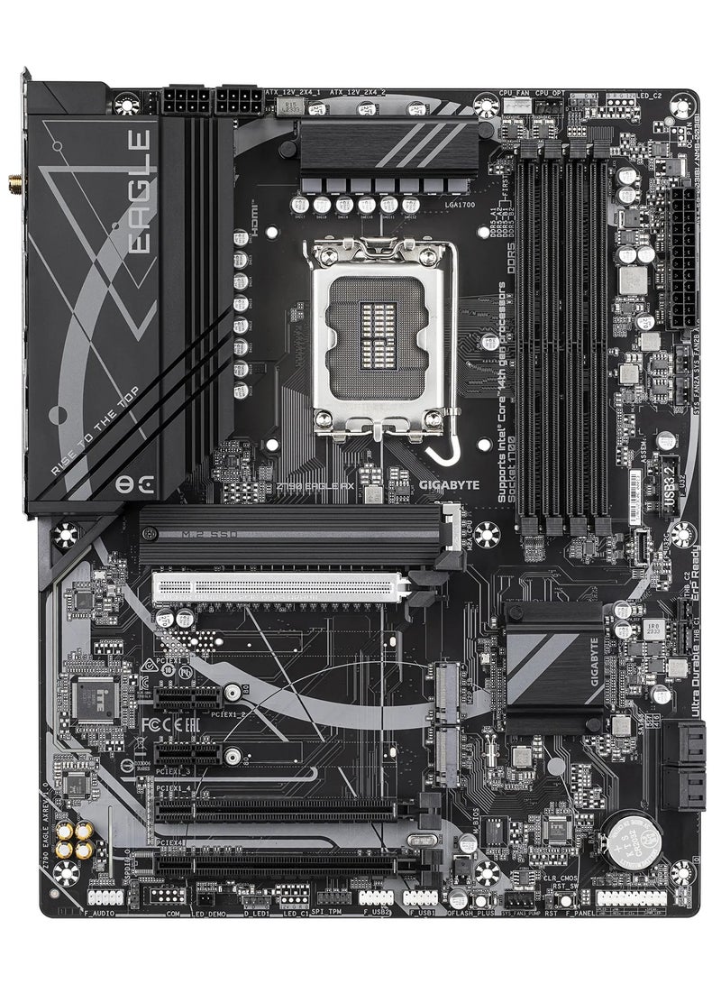 GIGABYTE - Z790 Eagle AX LGA 1700 Intel Z790 ATX Motherboard with DDR5, M.2, PCIe 5.0, USB 3.2 Gen2X2 Type-C, Intel Wi-Fi 6E, 2.5GbE LAN, Q-Flash Plus, EZ-Latch - Image 1