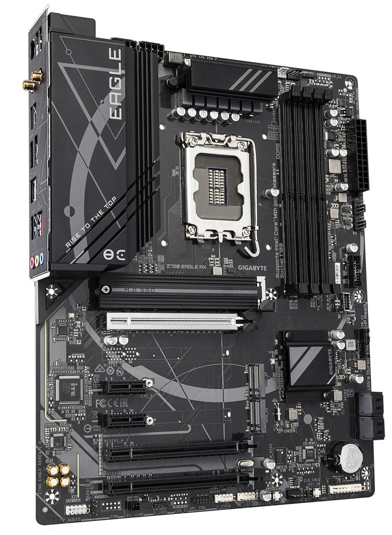 GIGABYTE - Z790 Eagle AX LGA 1700 Intel Z790 ATX Motherboard with DDR5, M.2, PCIe 5.0, USB 3.2 Gen2X2 Type-C, Intel Wi-Fi 6E, 2.5GbE LAN, Q-Flash Plus, EZ-Latch - Image 1