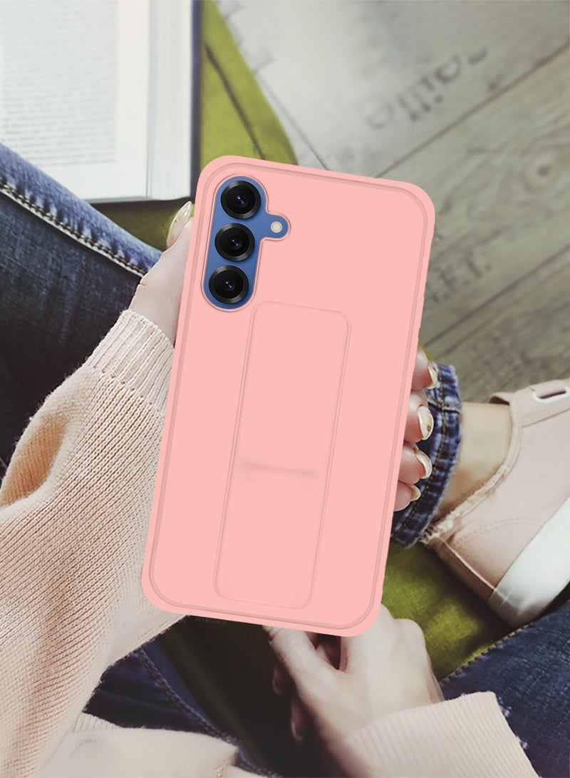 MARGOUN Galaxy S25 2Packs Case Premium Silicone with Stand Function Finger Grip Case Cover with 1 Shock Proof Screen Protector / Pink Pink-2  - Image 2