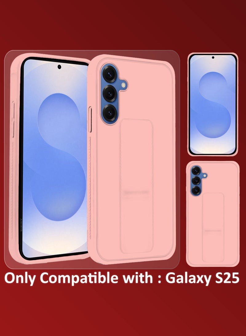 MARGOUN Galaxy S25 Case Silicone with Stand Function Shockproof and Anti Scratch Finger Grip Case Cover / Pink Pink-1 - Image 3