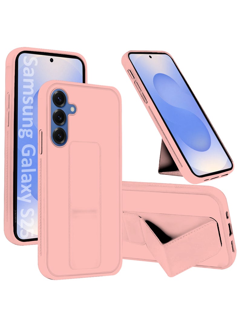 MARGOUN Galaxy S25 Case Silicone with Stand Function Shockproof and Anti Scratch Finger Grip Case Cover / Pink Pink-1 - Image 1