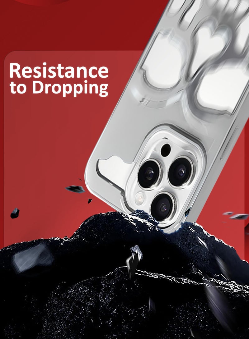 MARGOUN iPhone 16 Pro Max 3Packs Skull Case Cover Soft TPU and Glossy with Two 3D Shockproof Screen Protector - Silver Silver-3s - Image 3