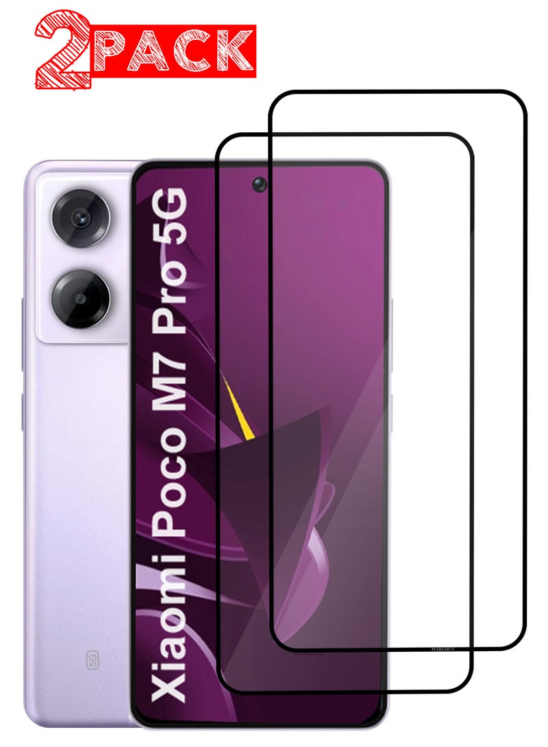 MARGOUN Xiaomi Poco M7 pro 5G 3D 2Packs Full Coverage Screen Protector Ultra HD Scratch Resistant Bubble-Free Side black-2 - Image 1