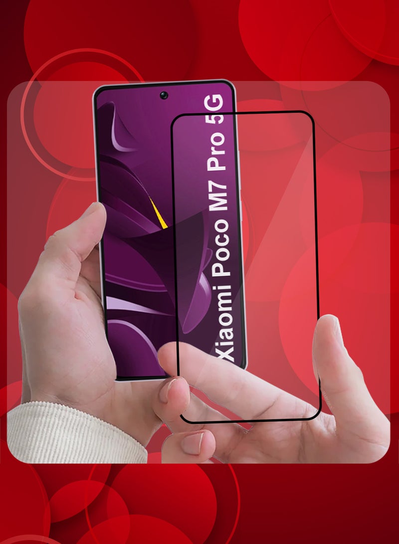 MARGOUN Xiaomi Poco M7 pro 5G 3D 2Packs Full Coverage Screen Protector Ultra HD Scratch Resistant Bubble-Free Side black-2 - Image 2