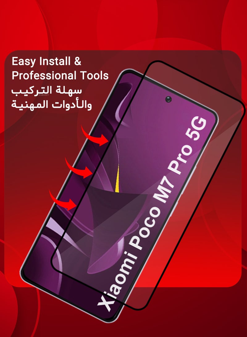 MARGOUN Xiaomi Poco M7 pro 5G 3D 2Packs Full Coverage Screen Protector Ultra HD Scratch Resistant Bubble-Free Side black-2 - Image 4