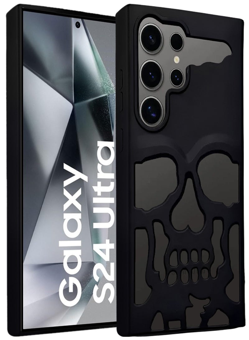 MARGOUN Galaxy S24 Ultra Case Cover Soft TPU and Glossy with Skull Design - Black Black-1ss - Image 1