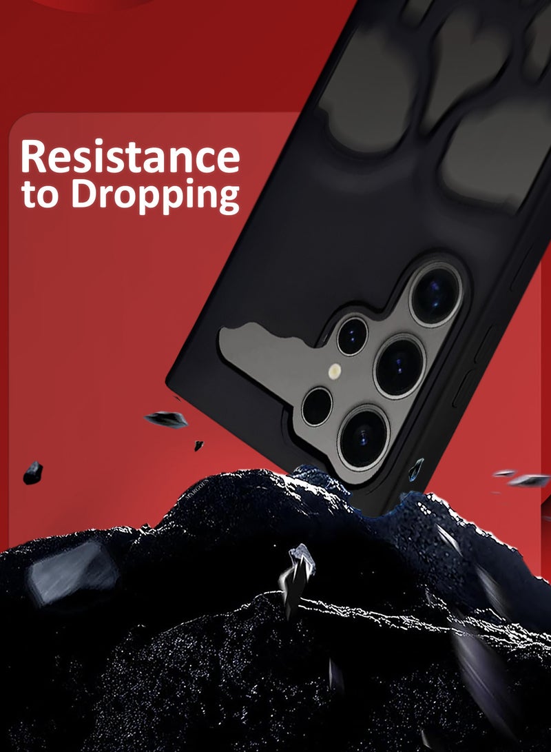 MARGOUN Galaxy S24 Ultra Case Cover Soft TPU and Glossy with Skull Design - Black Black-1ss - Image 3