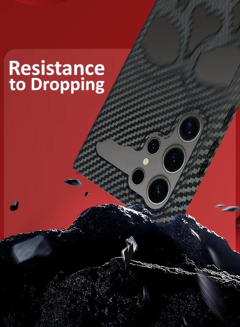 MARGOUN Galaxy S24 Ultra 3Packs Case Cover Soft TPU and Glossy Skull Design with Two 3D Shockproof Screen Protector - Carbon Fiber Carbon Fiber-3ss - Image 3